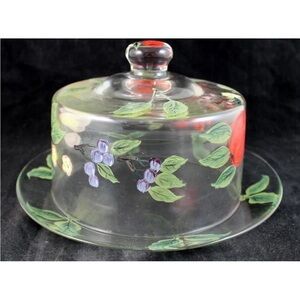 Vintage Home Essentials Hand Painted Golden Orchard Cheese Dish and Cloche